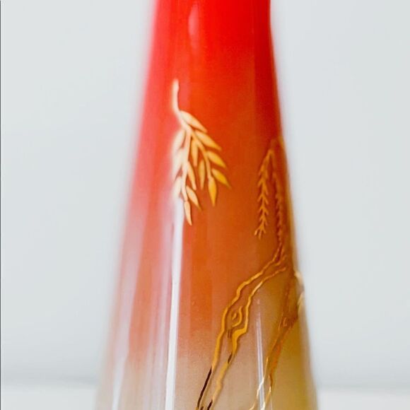 VINTAGE Bartlett Collins Japanese Bud Vase Coral Orange Pink Ombré - Picture 8 of 11